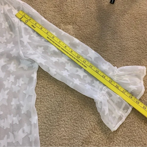 Club Z Collection White Sheer Star Beach Cover- Up - Sz M - Picture 13 of 16